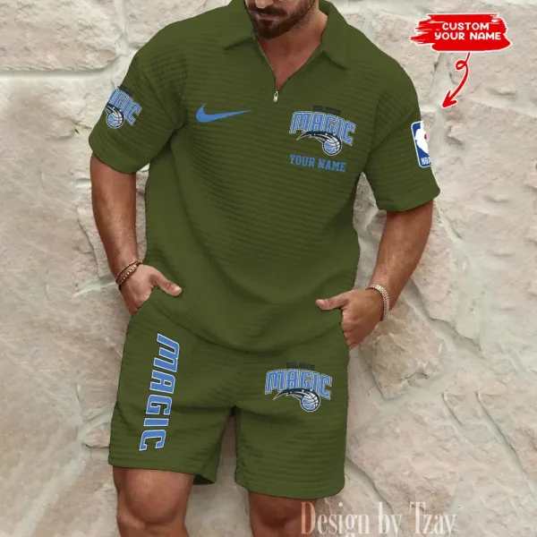 Orlando Magic NBA Men’s Waffle Pattern Half Zipper Shirt And Short BSPTWHZSS141 - Image 5