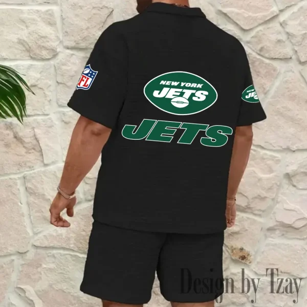 New York Jets Men’s Waffle Pattern Half Zipper Shirt And Short BSPTWHZSS122 - Image 4