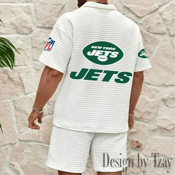 New York Jets Men’s Waffle Pattern Half Zipper Shirt And Short BSPTWHZSS122 - Image 6