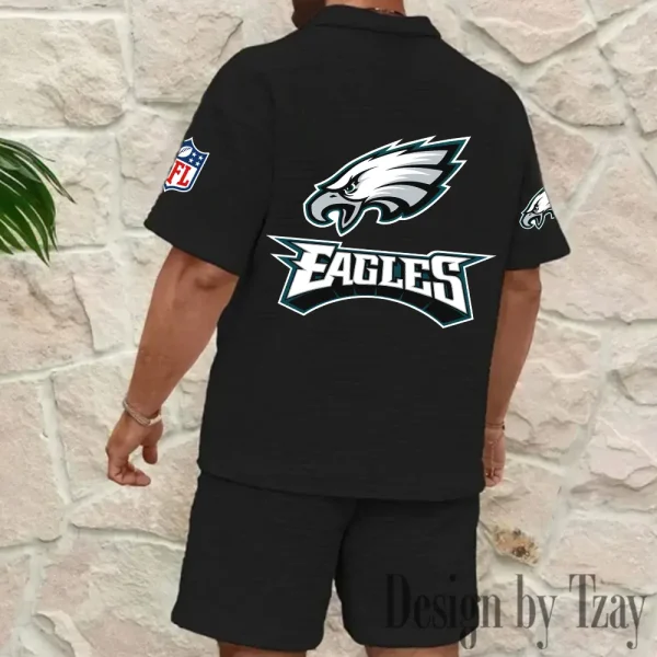 Philadelphia Eagles Men’s Waffle Pattern Half Zipper Shirt And Short BSPTWHZSS123 - Image 6