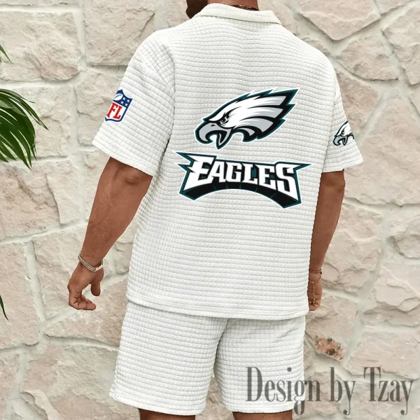 Philadelphia Eagles Men’s Waffle Pattern Half Zipper Shirt And Short BSPTWHZSS123 - Image 4