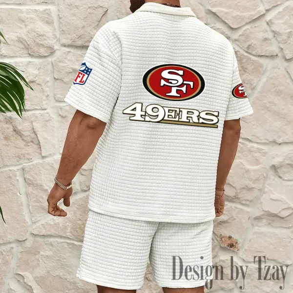San Francisco 49ers Men’s Waffle Pattern Half Zipper Shirt And Short BSPTWHZSS125 - Image 4