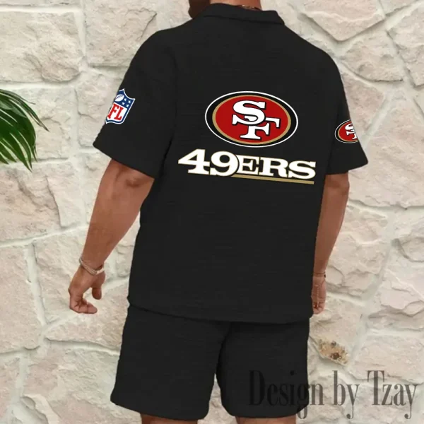 San Francisco 49ers Men’s Waffle Pattern Half Zipper Shirt And Short BSPTWHZSS125 - Image 7