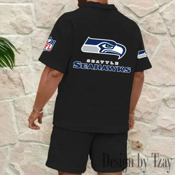 Seattle Seahawks Men’s Waffle Pattern Half Zipper Shirt And Short BSPTWHZSS126 - Image 4
