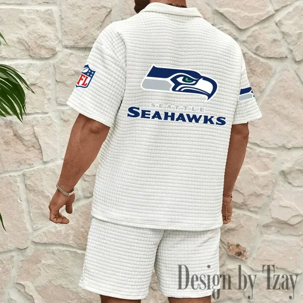 Seattle Seahawks Men’s Waffle Pattern Half Zipper Shirt And Short BSPTWHZSS126 - Image 2