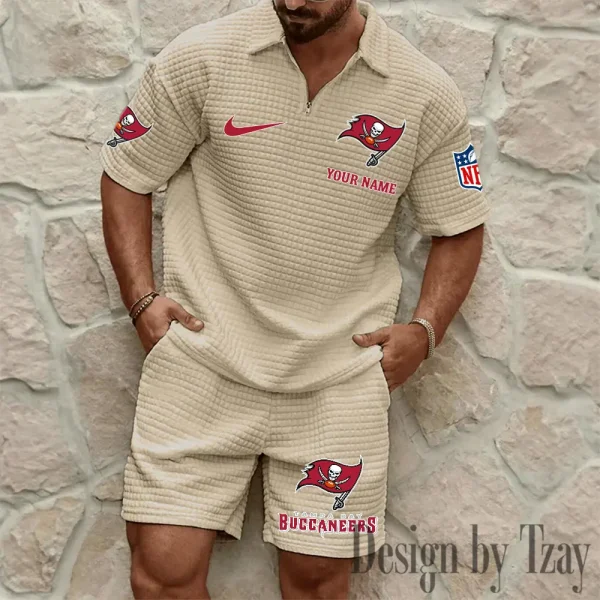Tampa Bay Buccaneers Men’s Waffle Pattern Half Zipper Shirt And Short BSPTWHZSS127