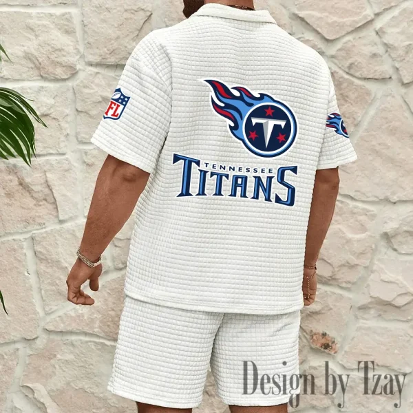 Tennessee Titans Men’s Waffle Pattern Half Zipper Shirt And Short BSPTWHZSS128 - Image 2