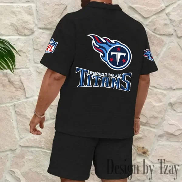Tennessee Titans Men’s Waffle Pattern Half Zipper Shirt And Short BSPTWHZSS128 - Image 5