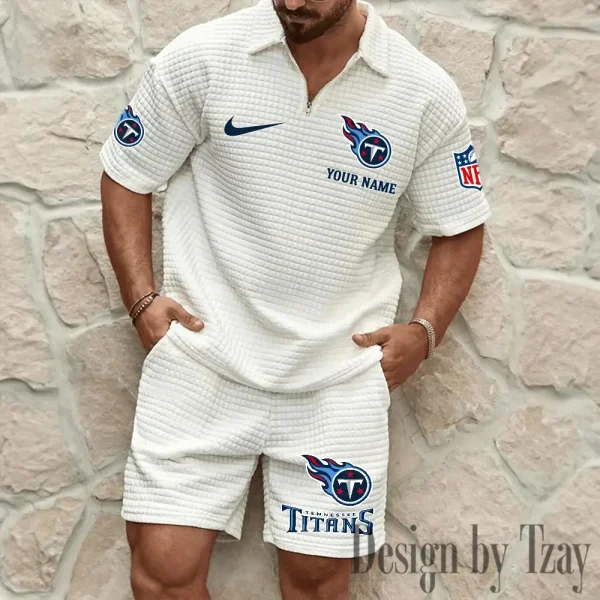 Tennessee Titans Men’s Waffle Pattern Half Zipper Shirt And Short BSPTWHZSS128