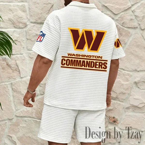 Washington Commanders Men’s Waffle Pattern Half Zipper Shirt And Short BSPTWHZSS129 - Image 4