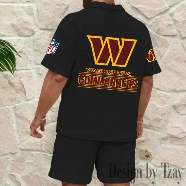 Washington Commanders Men’s Waffle Pattern Half Zipper Shirt And Short BSPTWHZSS129 - Image 6