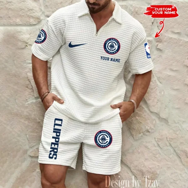 LA Clippers NBA Men’s Waffle Pattern Half Zipper Shirt And Short BSPTWHZSS150