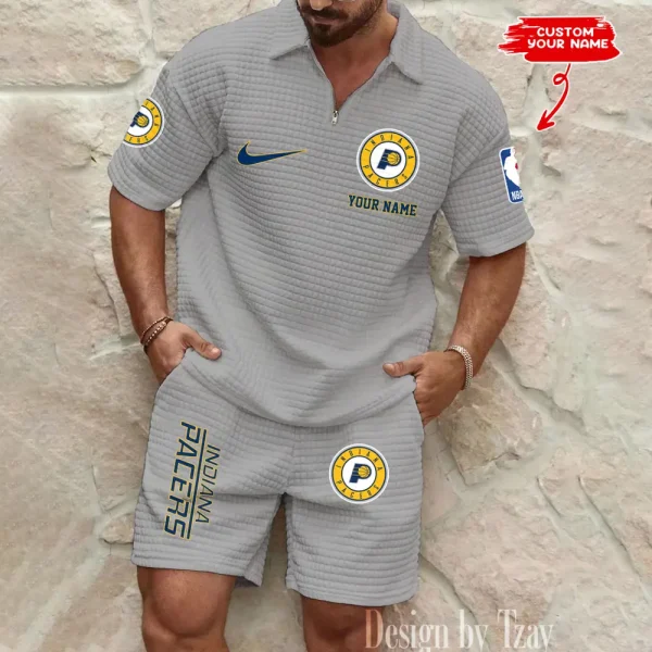 Indiana Pacers NBA Men’s Waffle Pattern Half Zipper Shirt And Short BSPTWHZSS151