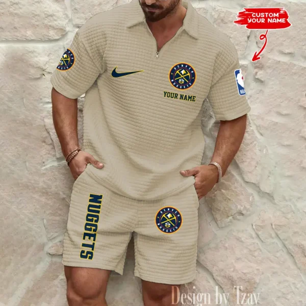 Denver Nuggets NBA Men’s Waffle Pattern Half Zipper Shirt And Short BSPTWHZSS155 - Image 3
