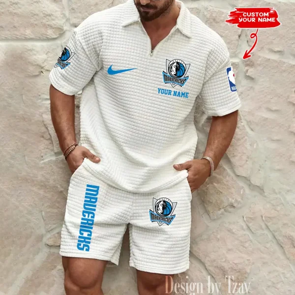 Dallas Mavericks NBA Men’s Waffle Pattern Half Zipper Shirt And Short BSPTWHZSS156