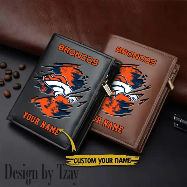 Denver Broncos Leather Wallets Vertical Style SPTLVW657