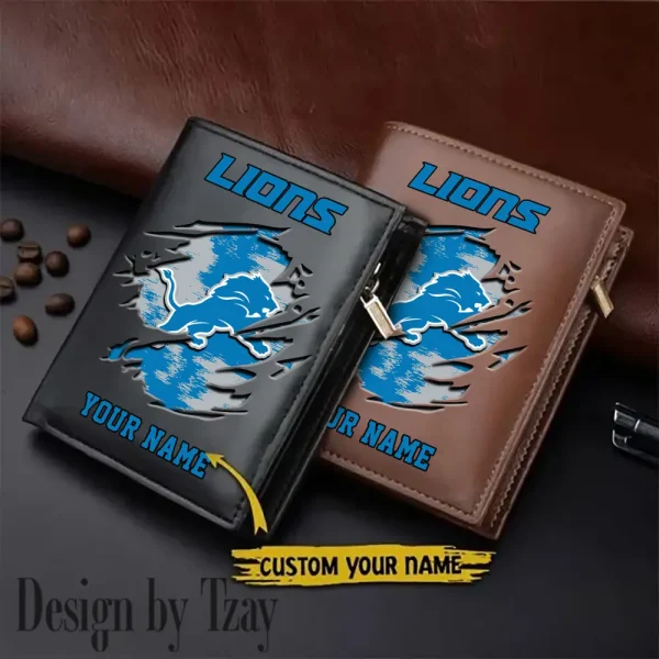 Detroit Lions Leather Wallets Vertical Style SPTLVW658