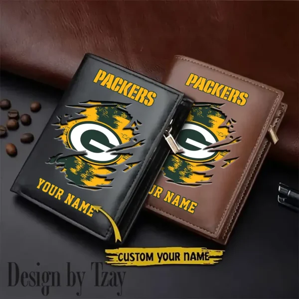 Green Bay Packers Leather Wallets Vertical Style SPTLVW659