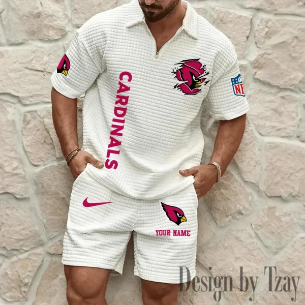 Arizona Cardinals Men’s Waffle Pattern Half Zipper Shirt And Short BSPTWHZSS160