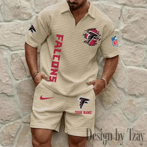 Atlanta Falcons Men’s Waffle Pattern Half Zipper Shirt And Short BSPTWHZSS161 - Image 6