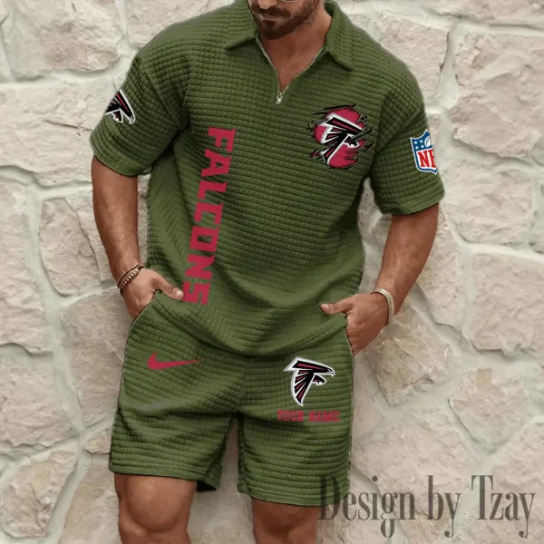 Atlanta Falcons Men’s Waffle Pattern Half Zipper Shirt And Short BSPTWHZSS161 - Image 5