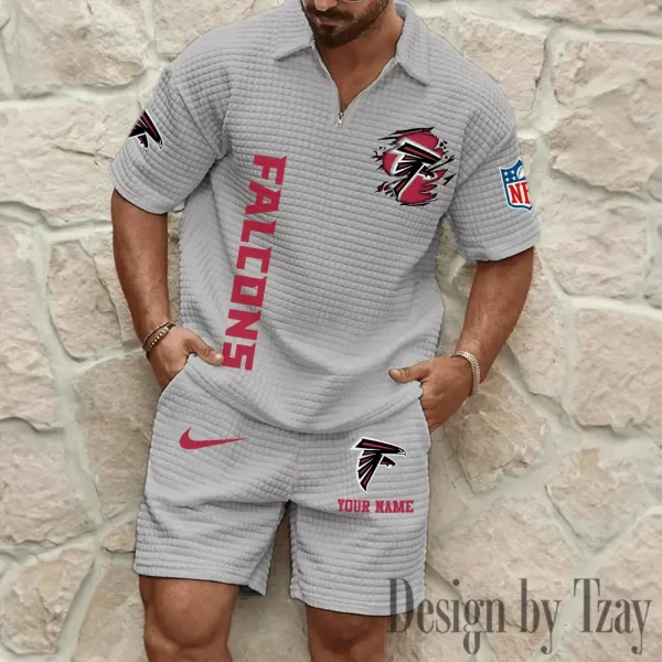Atlanta Falcons Men’s Waffle Pattern Half Zipper Shirt And Short BSPTWHZSS161 - Image 7