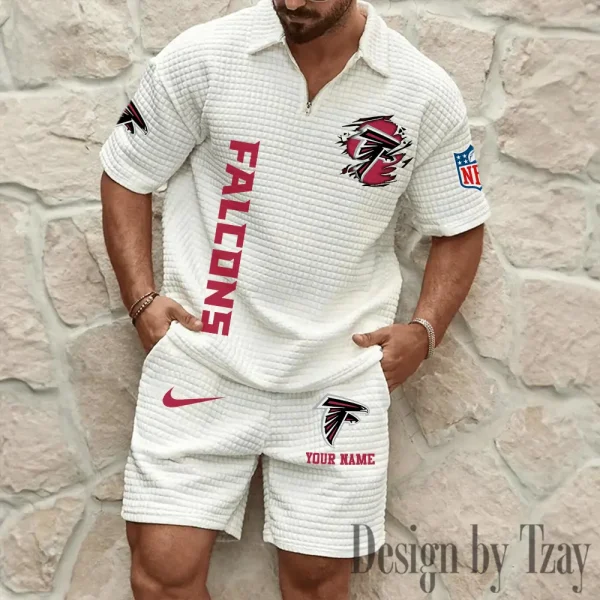 Atlanta Falcons Men’s Waffle Pattern Half Zipper Shirt And Short BSPTWHZSS161 - Image 3