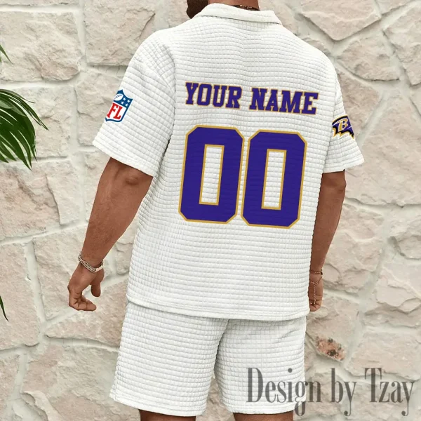 Baltimore Ravens Men’s Waffle Pattern Half Zipper Shirt And Short BSPTWHZSS162 - Image 5