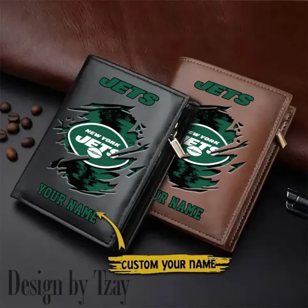 New York Jets Leather Wallets Vertical Style SPTLVW672
