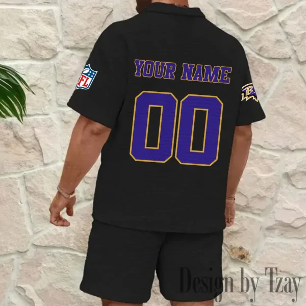 Baltimore Ravens Men’s Waffle Pattern Half Zipper Shirt And Short BSPTWHZSS162 - Image 3