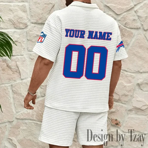 Buffalo Bills Men’s Waffle Pattern Half Zipper Shirt And Short BSPTWHZSS163 - Image 3