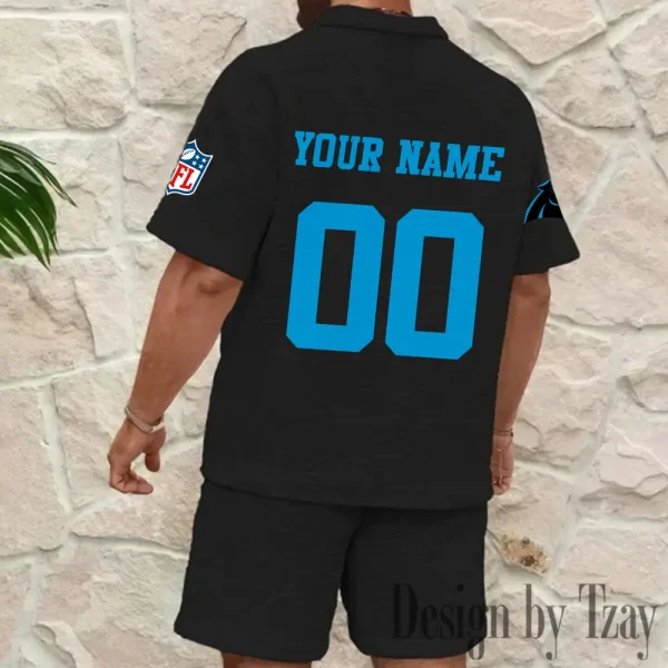 Carolina Panthers Men’s Waffle Pattern Half Zipper Shirt And Short BSPTWHZSS164 - Image 2