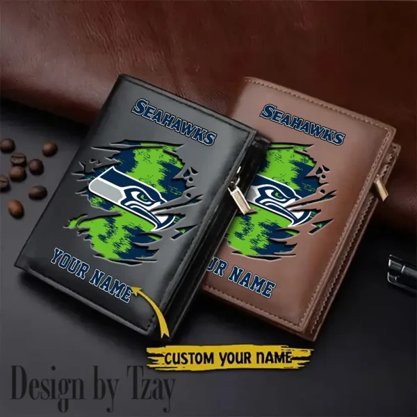 Seattle Seahawks Leather Wallets Vertical Style SPTLVW676
