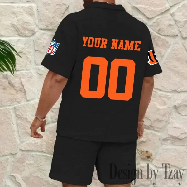 Cincinnati Bengals Men’s Waffle Pattern Half Zipper Shirt And Short BSPTWHZSS166 - Image 6