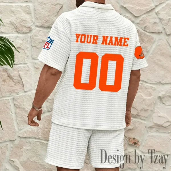 Cleveland Browns Men’s Waffle Pattern Half Zipper Shirt And Short BSPTWHZSS167 - Image 7