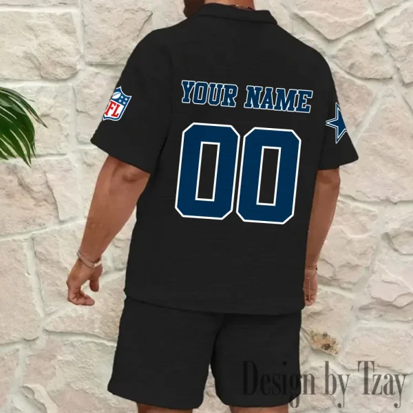 Dallas Cowboys Men’s Waffle Pattern Half Zipper Shirt And Short BSPTWHZSS168 - Image 5
