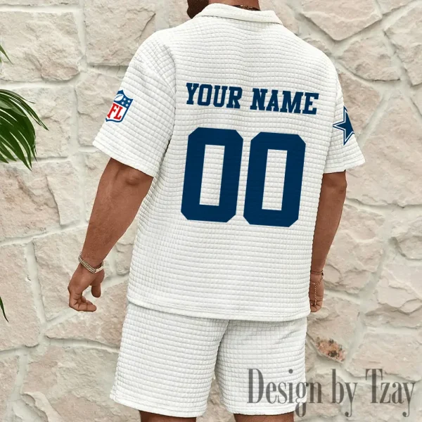 Dallas Cowboys Men’s Waffle Pattern Half Zipper Shirt And Short BSPTWHZSS168 - Image 3