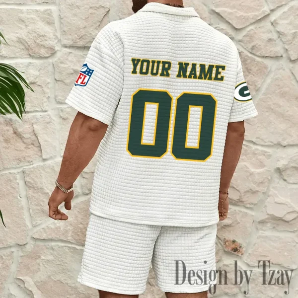 Green Bay Packers Men’s Waffle Pattern Half Zipper Shirt And Short BSPTWHZSS171 - Image 4