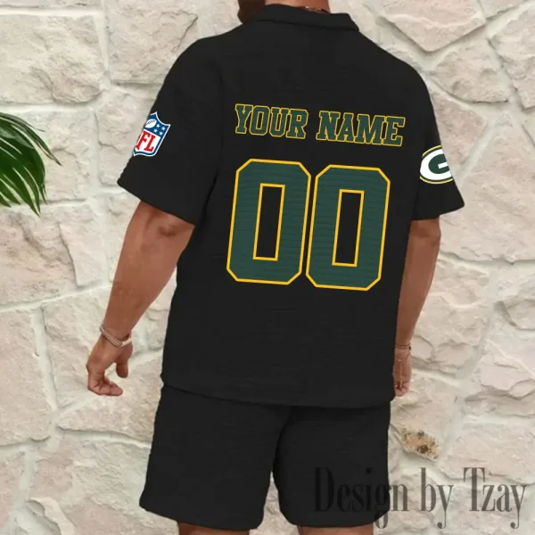 Green Bay Packers Men’s Waffle Pattern Half Zipper Shirt And Short BSPTWHZSS171 - Image 7