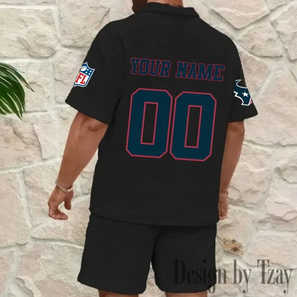 Houston Texans Men’s Waffle Pattern Half Zipper Shirt And Short BSPTWHZSS172 - Image 2