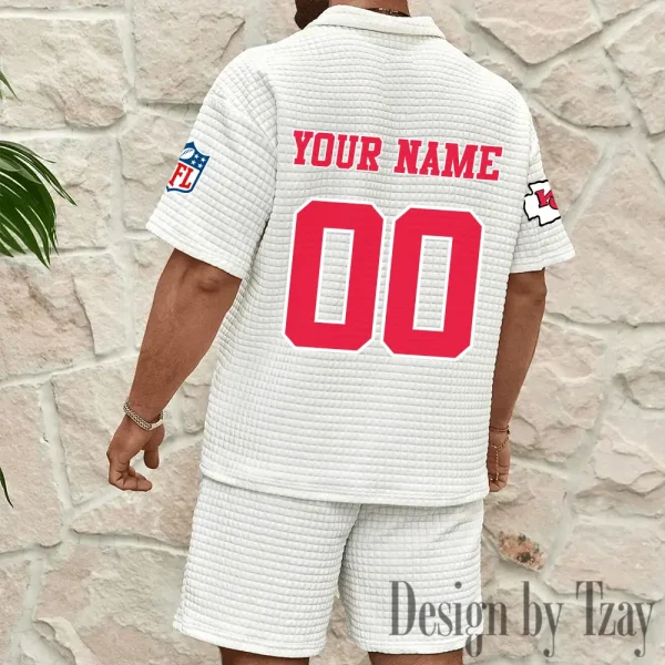 Kansas City Chiefs Men’s Waffle Pattern Half Zipper Shirt And Short BSPTWHZSS175 - Image 5