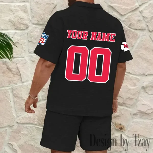 Kansas City Chiefs Men’s Waffle Pattern Half Zipper Shirt And Short BSPTWHZSS175 - Image 3
