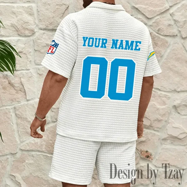 Los Angeles Chargers Men’s Waffle Pattern Half Zipper Shirt And Short BSPTWHZSS177 - Image 4