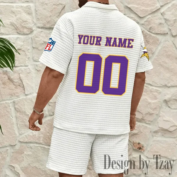 Minnesota Vikings Men’s Waffle Pattern Half Zipper Shirt And Short BSPTWHZSS180 - Image 6