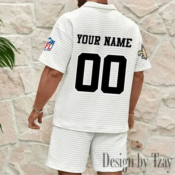 New Orleans Saints Men’s Waffle Pattern Half Zipper Shirt And Short BSPTWHZSS182 - Image 3