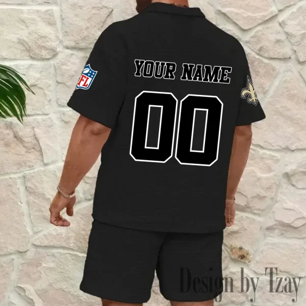 New Orleans Saints Men’s Waffle Pattern Half Zipper Shirt And Short BSPTWHZSS182 - Image 5