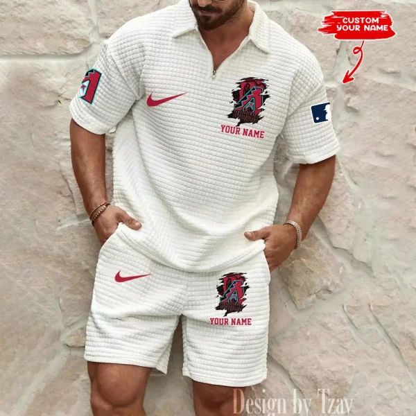 Arizona Diamondbacks Men’s Waffle Pattern Half Zipper Shirt And Short BSPTWHZSS192 - Image 4