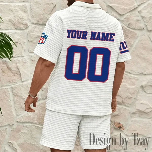 New York Giants Men’s Waffle Pattern Half Zipper Shirt And Short BSPTWHZSS183 - Image 2