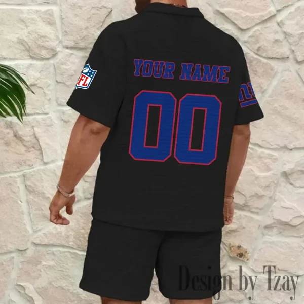 New York Giants Men’s Waffle Pattern Half Zipper Shirt And Short BSPTWHZSS183 - Image 4