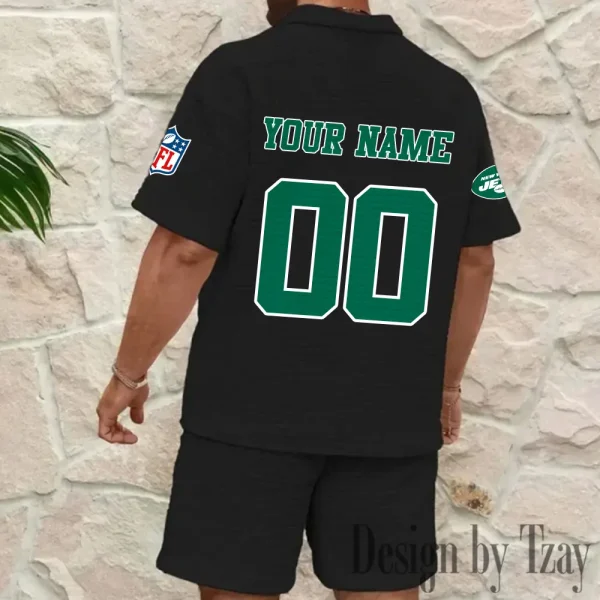 New York Jets Men’s Waffle Pattern Half Zipper Shirt And Short BSPTWHZSS184 - Image 7